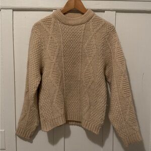 Cream Cable Knit Irish Fisherman Wool Sweater